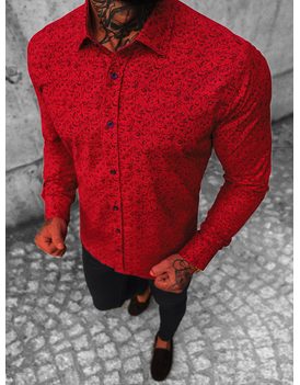 Fantastická červená slim fit košeľa O/3122Z