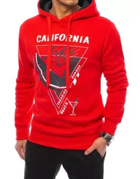 Červená mikina s trendovou potlačou California