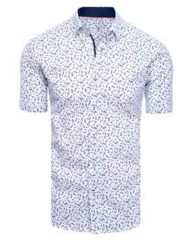Vzorovaná krátka košeľa v bielej farbe
