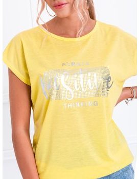 Dámske módne tričko s potlačou v žltej farbe SLR023