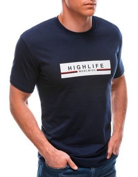 Bavlnené granátové tričko s potlačou High Life S1615