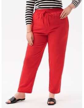 Trendy dámske Plus Size culotte nohavice v červenej farbe PLR158