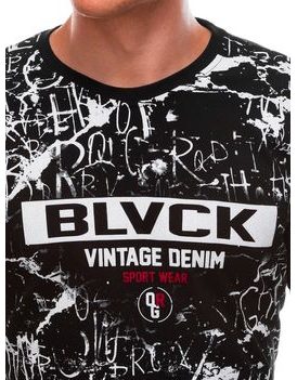 Bavlnené čierne tričko s originálnou potlačou S1659