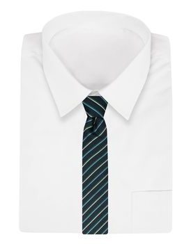 Zaujímavá zelená pánska kravata s prúžkom