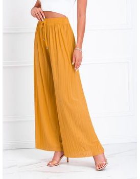 Trendové dámske culotte nohavice v žltej farbe PLR085
