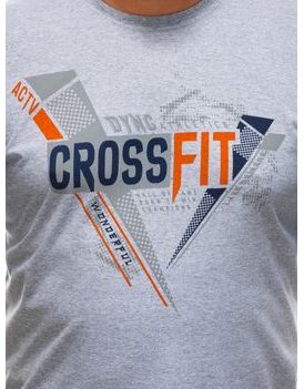 Šedé Plus Size tričko s potlačou CrossFit S1672