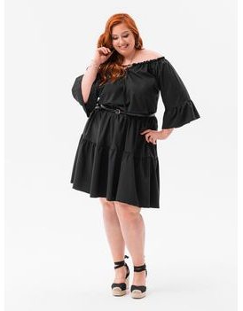 Nádherné čierne Plus Size šaty DLR060