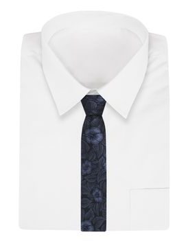Tmavomodrá kvetinová pánska kravata