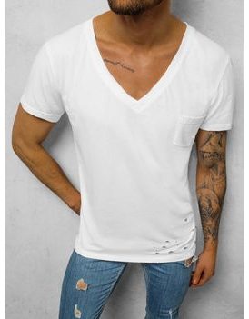 Biele tričko s módnymi dierami NB/3010