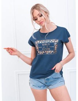 Modré dámske trendy tričko s potlačou SLR032