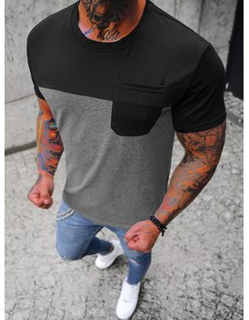 Čierno-grafitové trendové tričko s vreckom JS/8T91/5Z