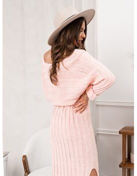 Dámske módne púdrovo ružové šaty DLR047
