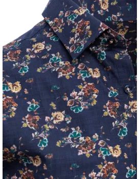 Granátová bavlnená košeľa s kvetinovým vzorom