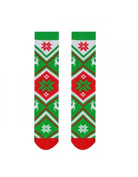 Zelené ponožky s vianočným motívom Nórsky vzor
