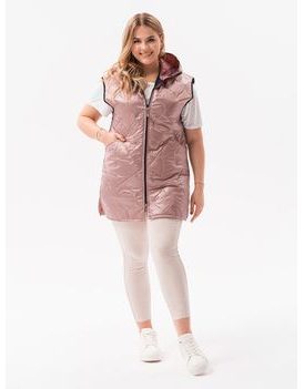 Trendová dámska Plus Size vesta v ružovej farbe VLR006