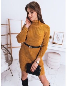Univerzálne pletené šaty Leeza v horčicovej farbe