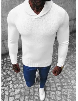 Zaujímavý sveter v bielej farbe NB/MM6018/1