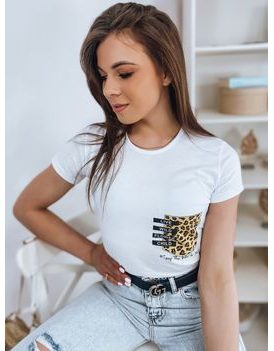 Módne dámske biele tričko Geopard