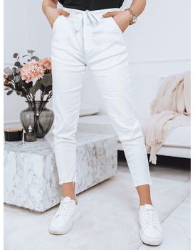Moderné biele dámske nohavice Miki