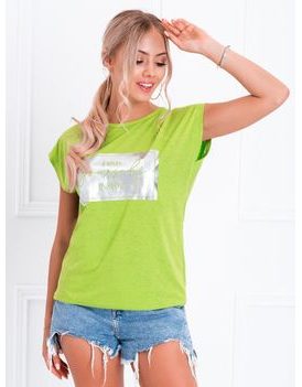Dámske módne tričko s potlačou v svetlo zelenej farbe SLR026