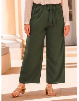 Dámske trendy culotte Plus Size nohavice khaki PLR164