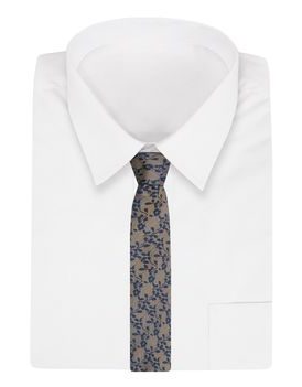 Decentná béžová kravata s kvetinovým vzorom Alties