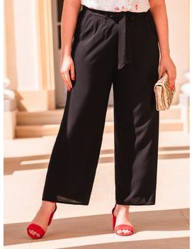 Dámske trendy culotte Plus Size nohavice čierne PLR164