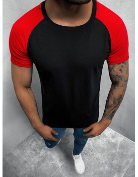 Čierno-červené tričko s krátkym rukávom O/1176