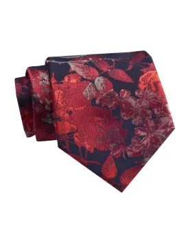 Granátovo-červená kravata s kvetinovým motívom Chattier