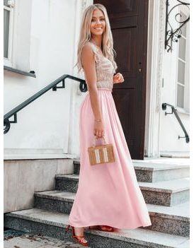 Štýlová dámska maxi sukňa v svetlo ružovej farbe GLR016