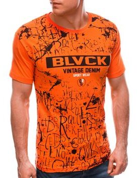 Bavlnené oranžové tričko s originálnou potlačou S1659