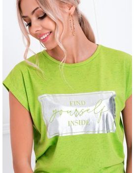 Dámske módne tričko s potlačou v svetlo zelenej farbe SLR026
