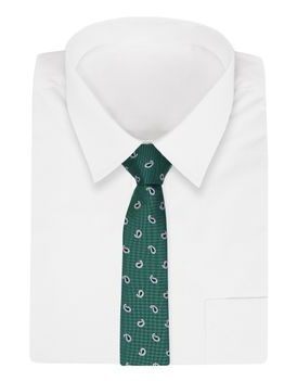 Zelená pánska kravata s módnym vzorom paisley