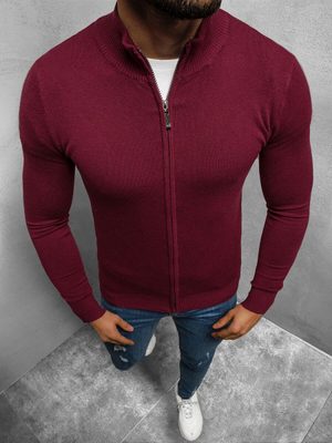 bordový pánsky sveter na zips