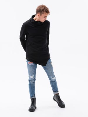 čierna pánska mikina asymetrického strihu