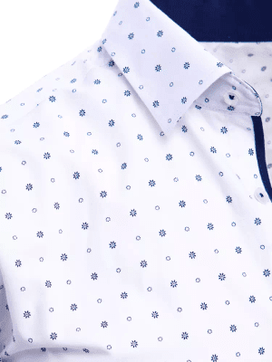 vzorovaná biela pánska košeľa - modrý kvetový vzor
