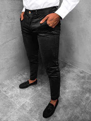 jednoduché čierne pánske chino nohavice