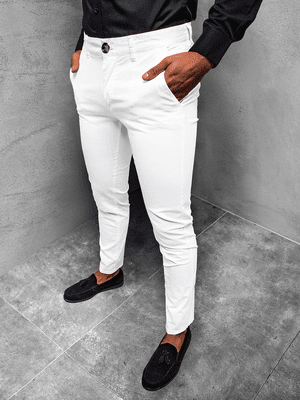 biele pánske elegantné nohavice