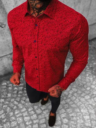 Fantastická červená slim fit košeľa O/3122Z