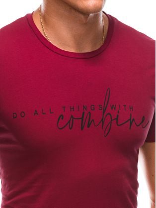 Tmavočervené bavlnené tričko s nápisom S1725