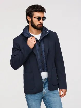 Športové čierne slim fit sako V2 BLZB-0101