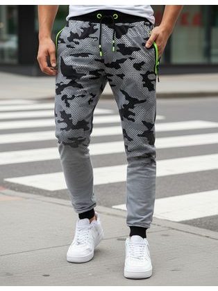 Svetlošedé maskáčové štýlové tepláky