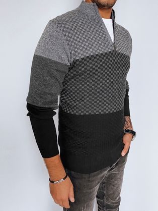 Originálny šedý sveter s pruhmi