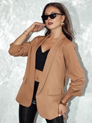 Oversize dámske sako béžovej farby ELEGANTIS