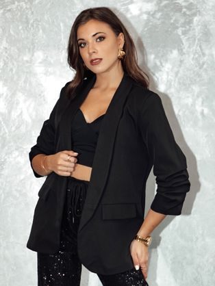 Oversize dámske sako čiernej farby ELEGANTIS