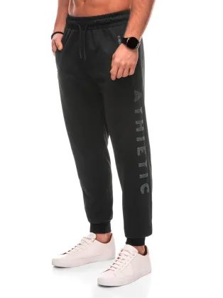 Športové čierne tepláky s nápisom P1509