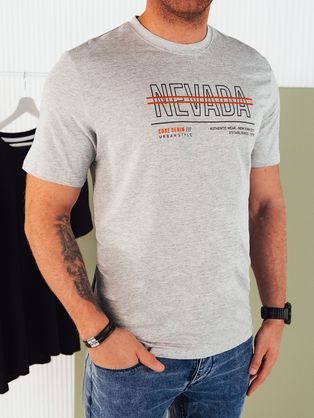 Hladké šedé bavlnené tričko s krátkym rukávom V8 TSBS-0100