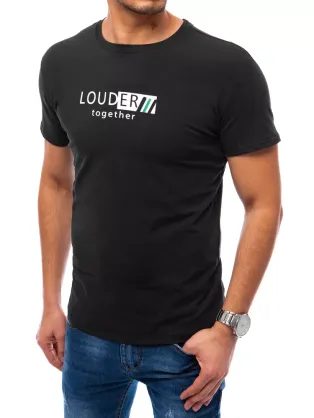 Čierne bavlnené tričko s potlačou Louder