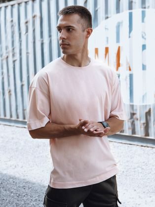 Štýlové pánske tričko s krátkym rukávom ružové
