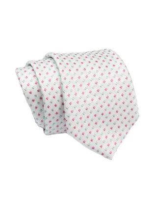 Šedá kravata s ružovým geometrickým vzorom Angelo di Monti